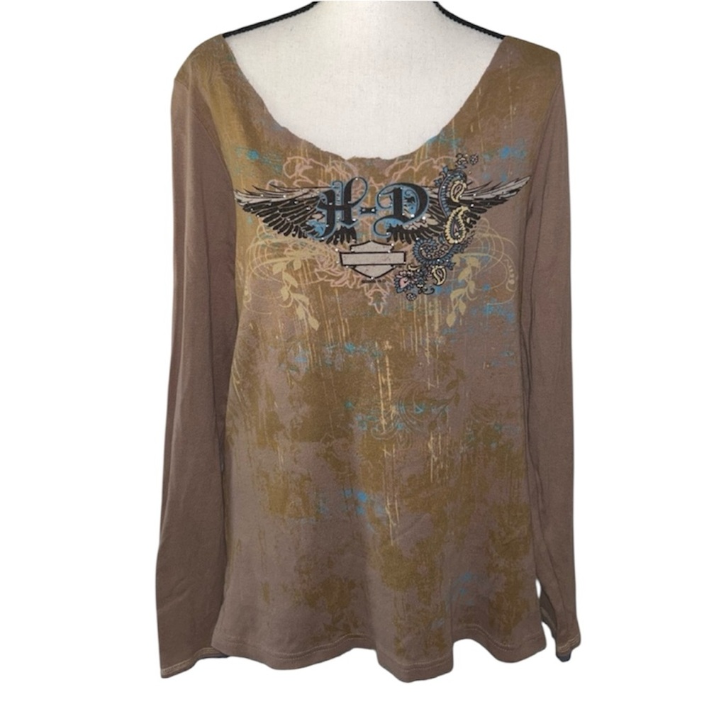 Harley-Davidson Neutral Brown Fall Bedazzled Long Sleeve Burnett El Paso, Texas - Picture 3 of 5